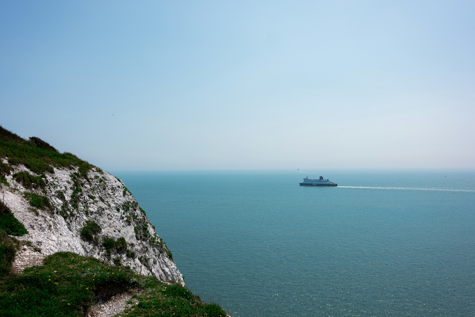 Cross-channel ferry passing the White Cliffs of Dover