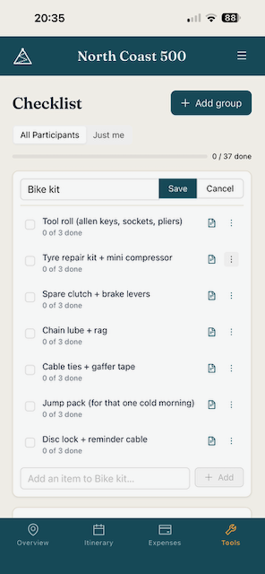 Group checklists